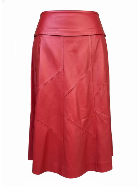 Dresses & Skirts - Lambskin Vintage Red Leather Midi Skirt From Turkey XS Small